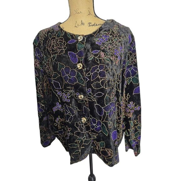 Vintage Velvet Victorian Vampy Floral Jacket - Picture 1 of 11